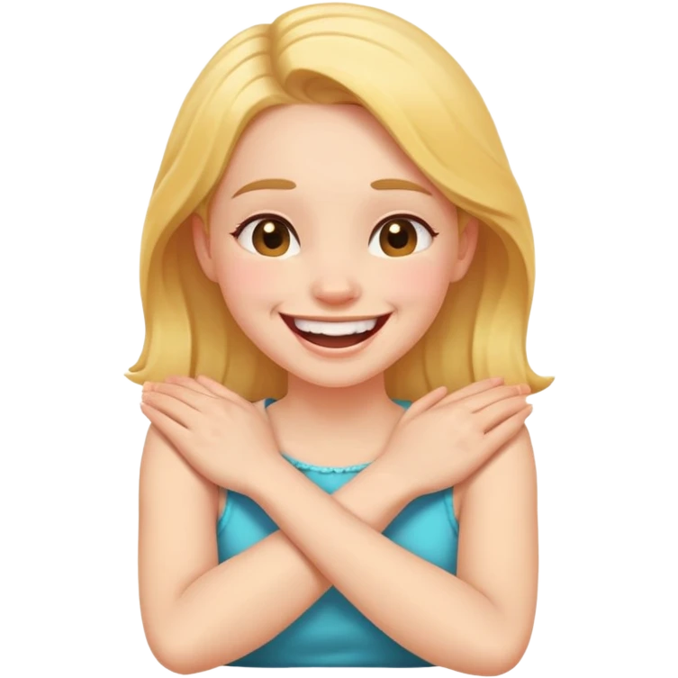 arms crossed holding neck laughing girl emoji