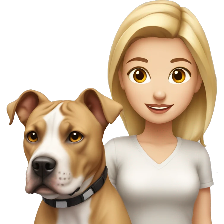 Blonde girl with light brown american staffordshire terrier emoji