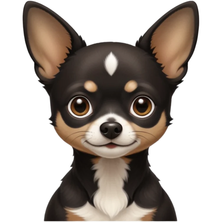 Very Dark black Chihuahua with white markings On the neck In Telegram style emoji