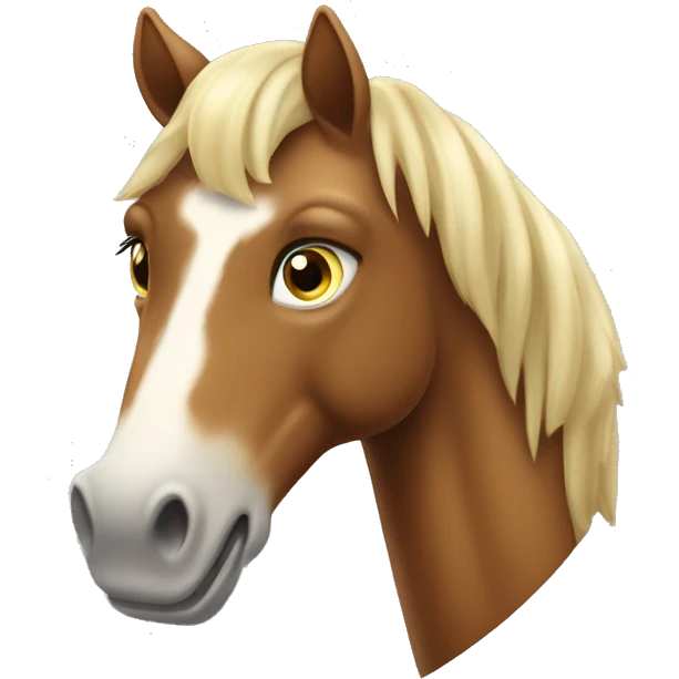 Un cheval avec de grande dents et de tout petites jambes  emoji
