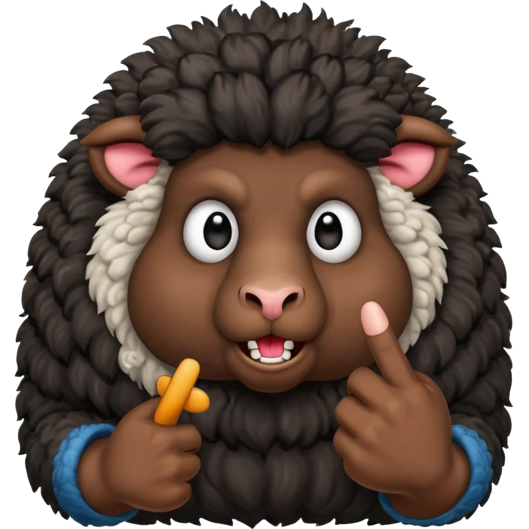angery black sheep showing the middle finger emoji