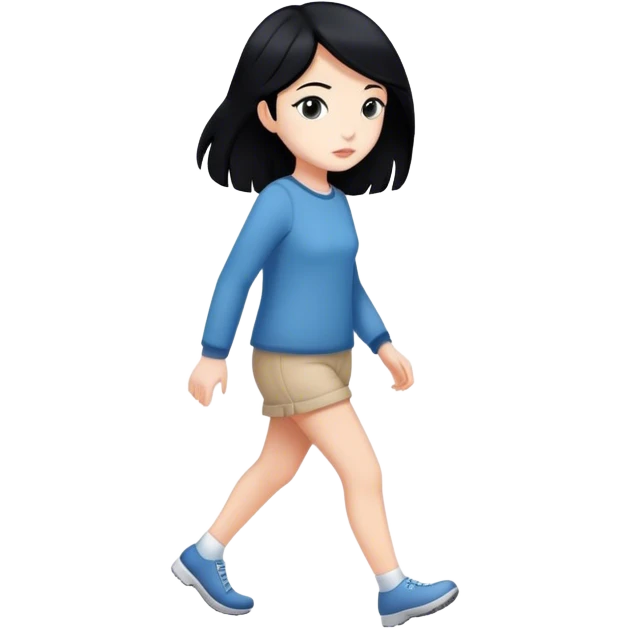White girl with black hair walking alone  emoji