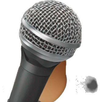 happy girl-with-long-brown-straight-hair-brown-eyes-holding microphone emoji