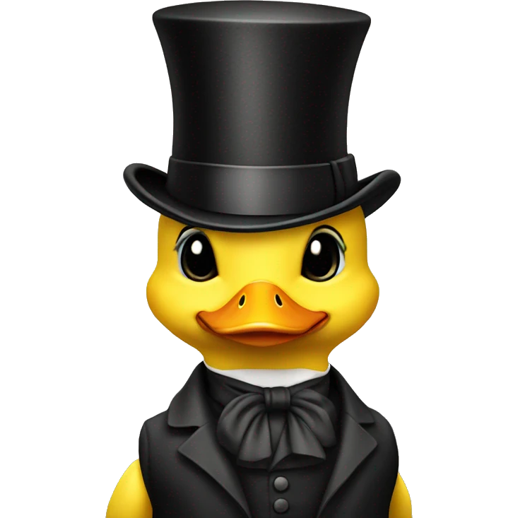 Yellow duckling in a top hat emoji