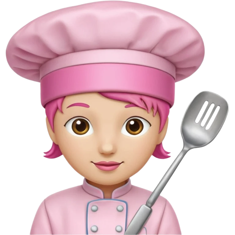 Pink chef hat with pink cooking utensils emoji