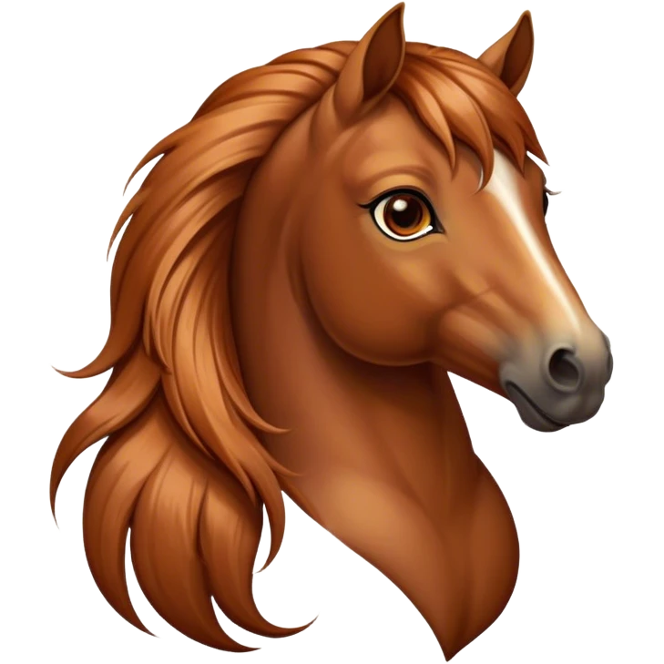Cinematic Elegant Chestnut Horse Portrait Emoji, Head held high with a serene, graceful gaze, showcasing a magnificent chestnut fur with a radiant shimmer, flowing mane and tail, and luminous amber eyes that exude beauty and grace, Simplified yet majestically refined features, highly detailed, glowing with a soft, ethereal light, high shine, poised and breathtaking, stylized with an air of pure elegance, capturing the essence of a stunning and graceful steed, so beautiful it feels like it could gallop out of the screen with effortless charm! emoji