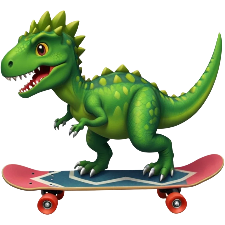 Dinosaur on a skateboard emoji