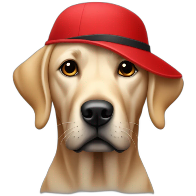 Labrador couleur noir avec un bandeau et un bonnet rouge emoji