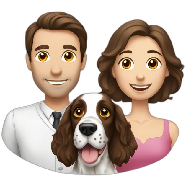 Springer spaniel with man and woman emoji