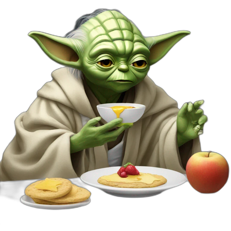 yoda eating trump for breakfast on the moon emoji