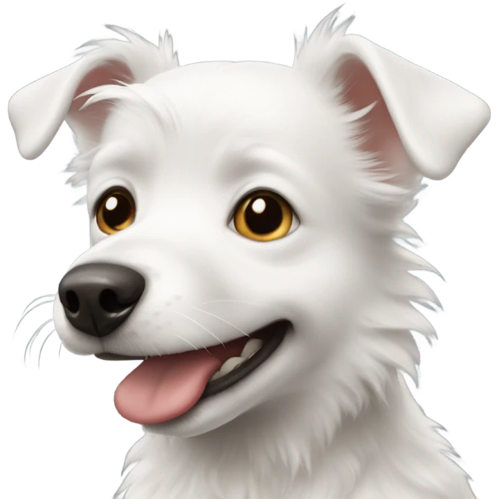Little white dog with underbite  emoji