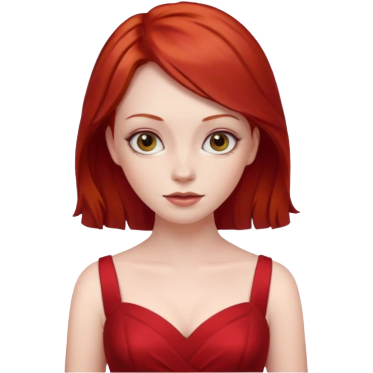 lady in red clothes , ed hair emoji