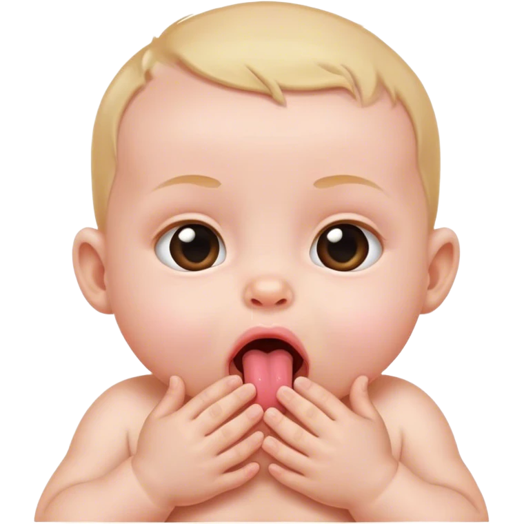 baby with tiny hands coming from the inside of its mouth. The hands are It’s tongue emoji