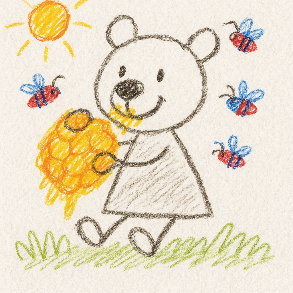 bear eating honeycomb with bees flying around emoji