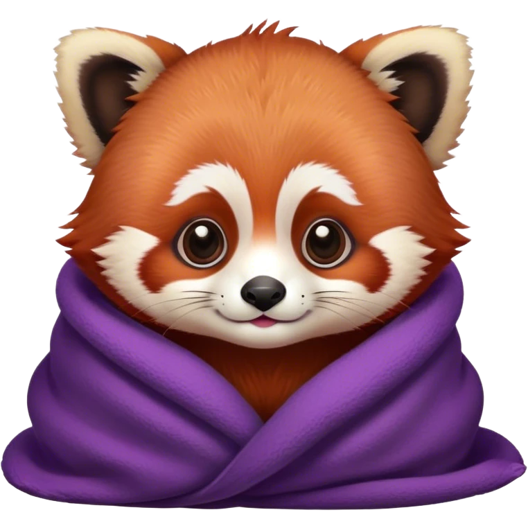 baby red panda cozy in a purple blanket emoji