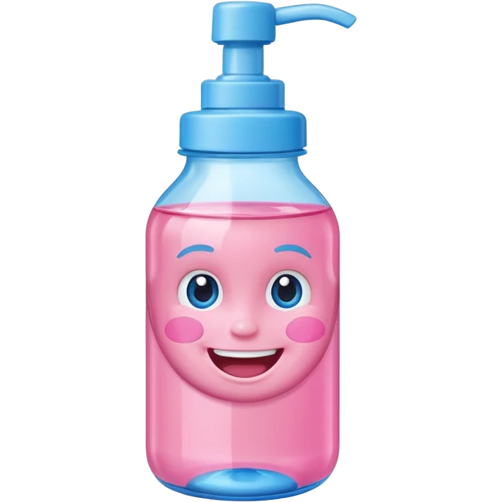 Smiling grin baby oil bottle pink blue top  emoji