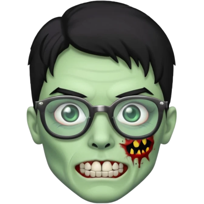 A zombie with glasses black hair and diamond teeth emoji