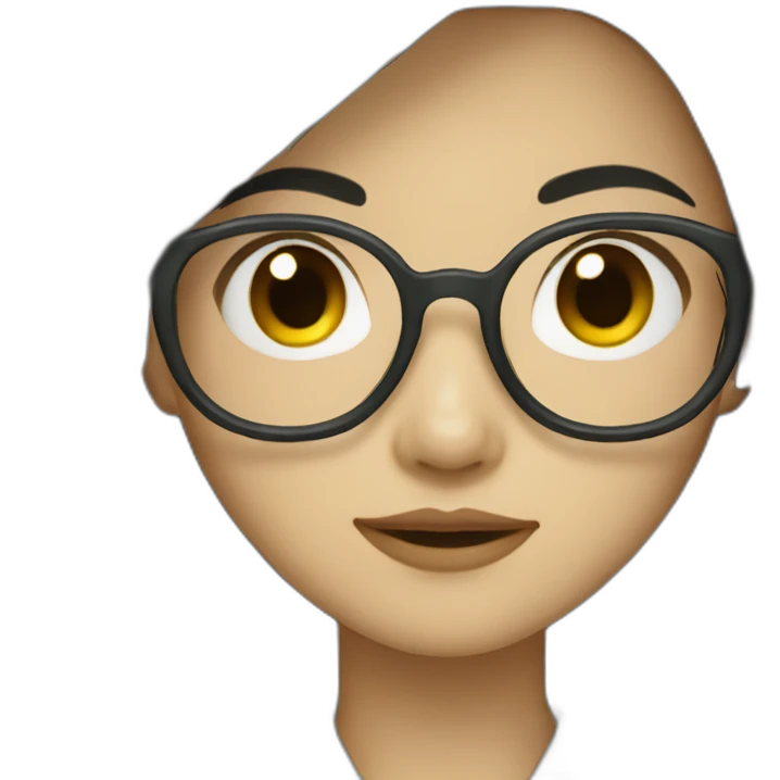 Asian girl with long black hair and glasses wearing green jacket emoji
