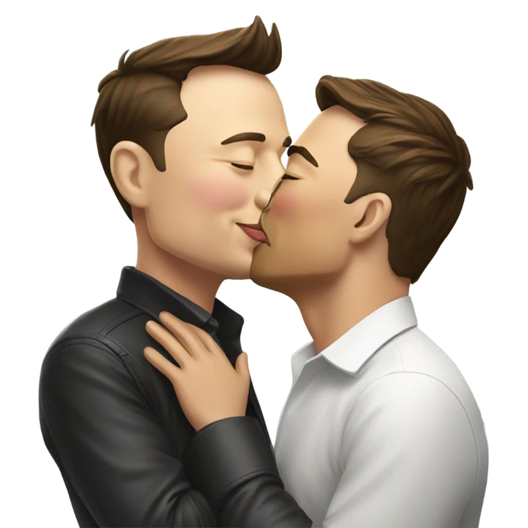 Elon Musk kissing Elon musk emoji