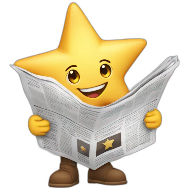 Star cartoon character holding a newspaper  emoji