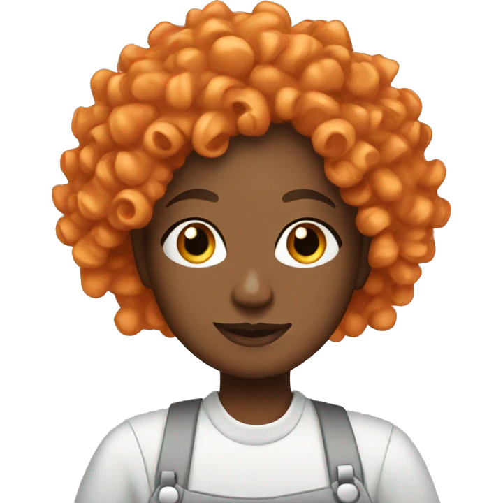 Nail tech with orange curly hair  emoji
