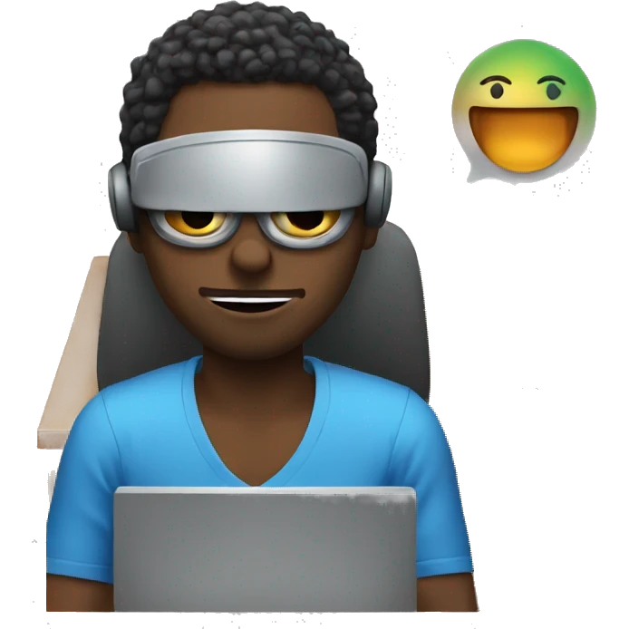 black man playing computer  games emoji
