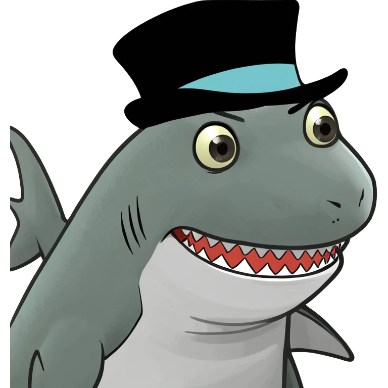 Shark with a top hat emoji