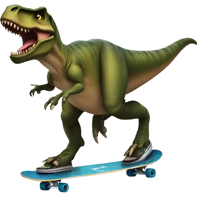 T-rex riding a skateboard emoji