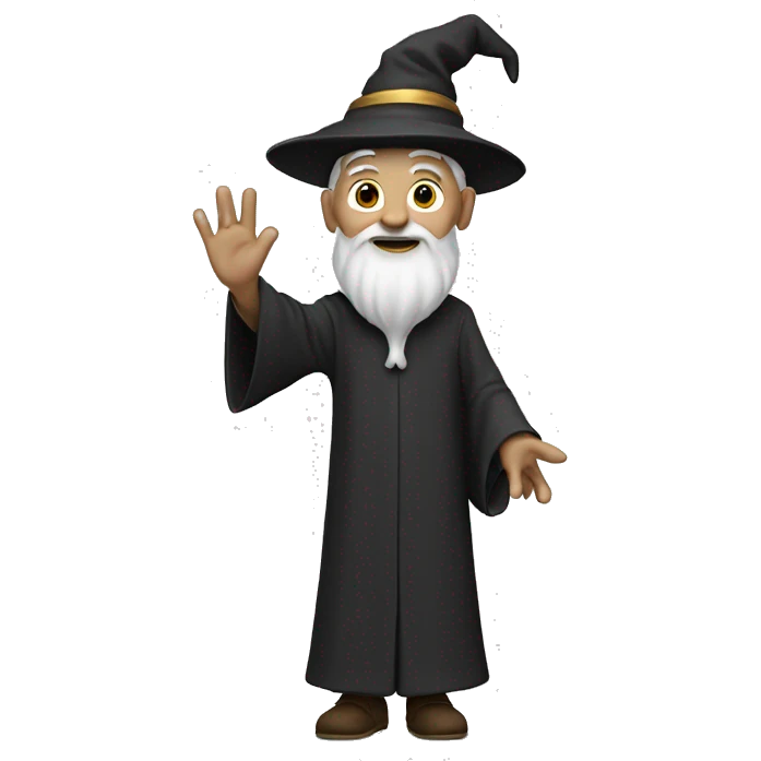 A wizard raises right hand emoji