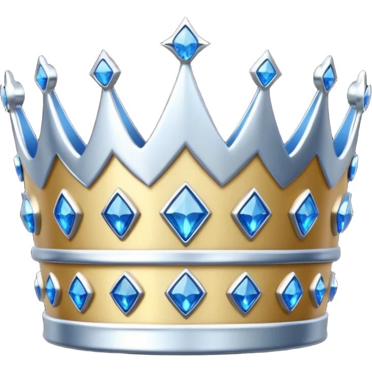silver crown with blue diamonds emoji