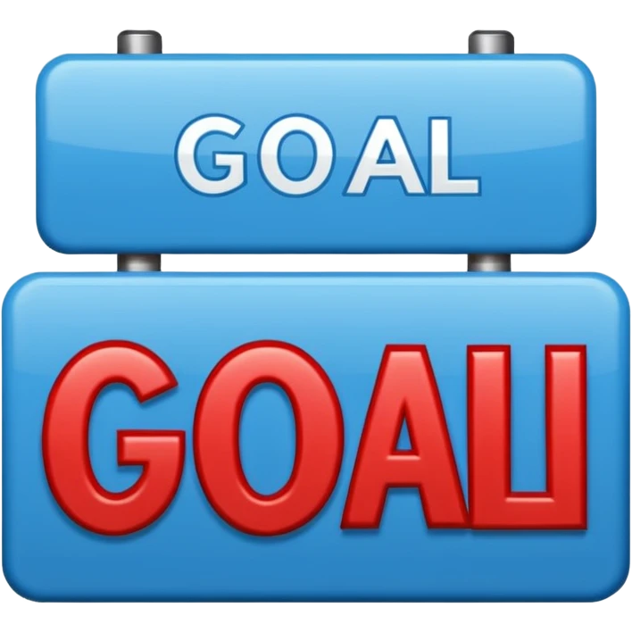 Word “Goal” sign comic style blue (#00A3E0) and red (#F9423A)  emoji