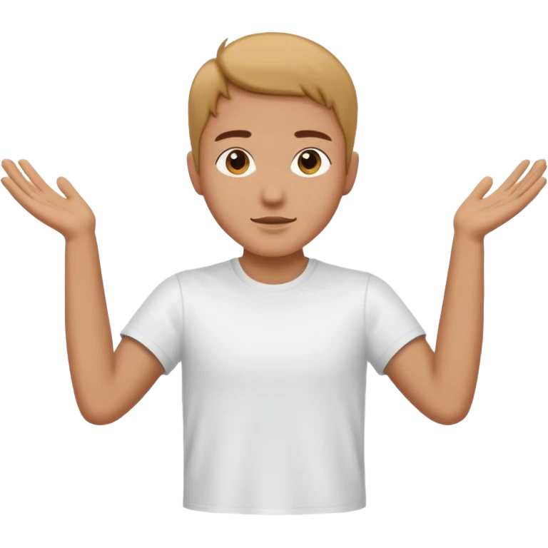 Una persona con los brazos estirados perpendicularmente hacia ambos lados con una camiseta blanca  emoji