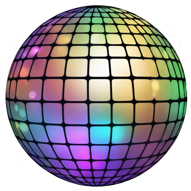transparent background disco ball fit in a squa emoji
