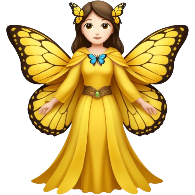 nature spirit woman dressed as butterfly herald yellow, wing sleeves spread  emoji