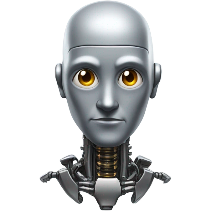 bald robot grey metal portrait alone emoji