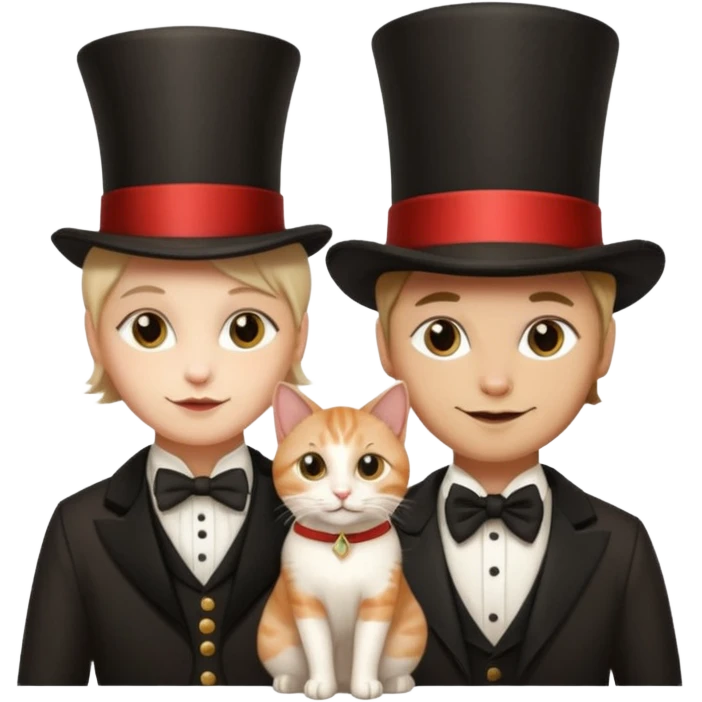 magician couple and their pet cat emoji