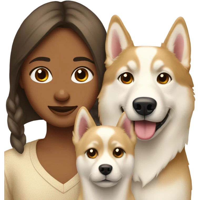 French Couple and One golden beige  Husky siberian  emoji