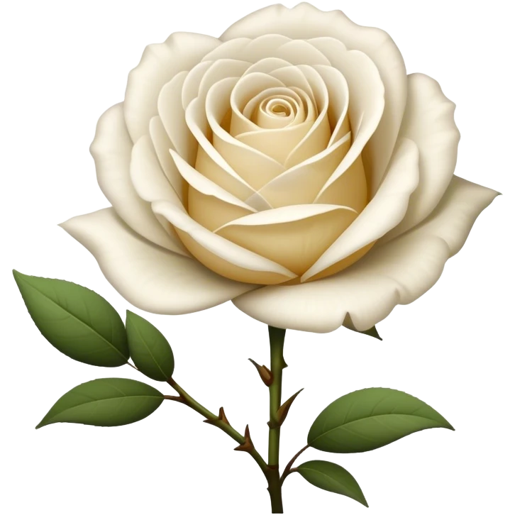 single White Tea Rose, straight stem emoji