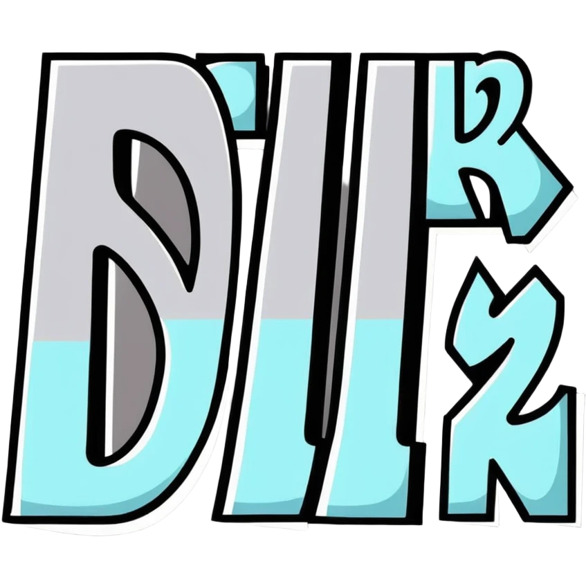 graffiti style connected BLK letters with silver outline, urban street art emoji