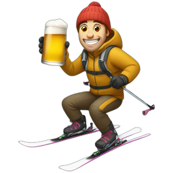 man skiing with a beer emoji