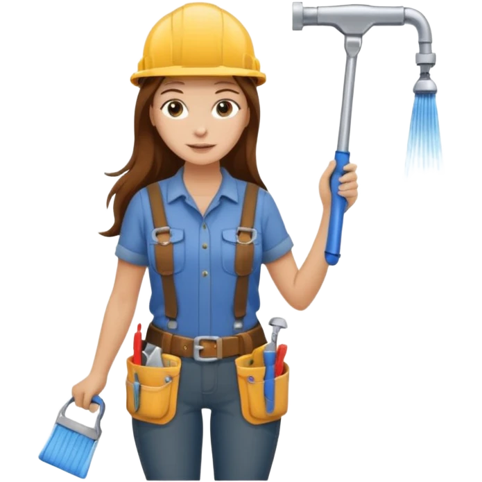 beautiful girl with long brown hair constructing new shower emoji