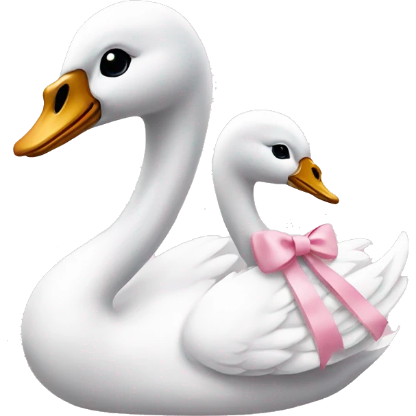 adult swan with a baby pink bow  emoji