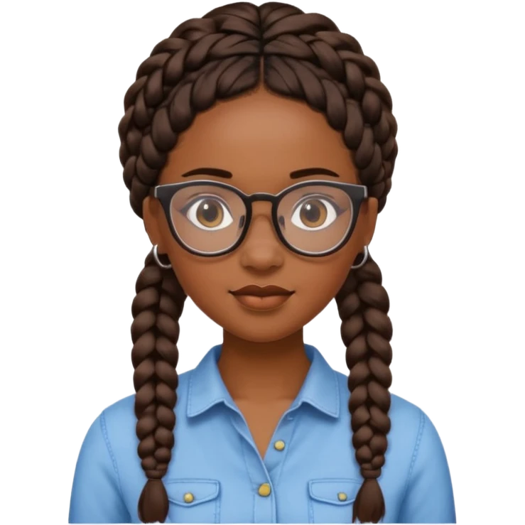 a pretty black girl with pretty braids and glasses  emoji
