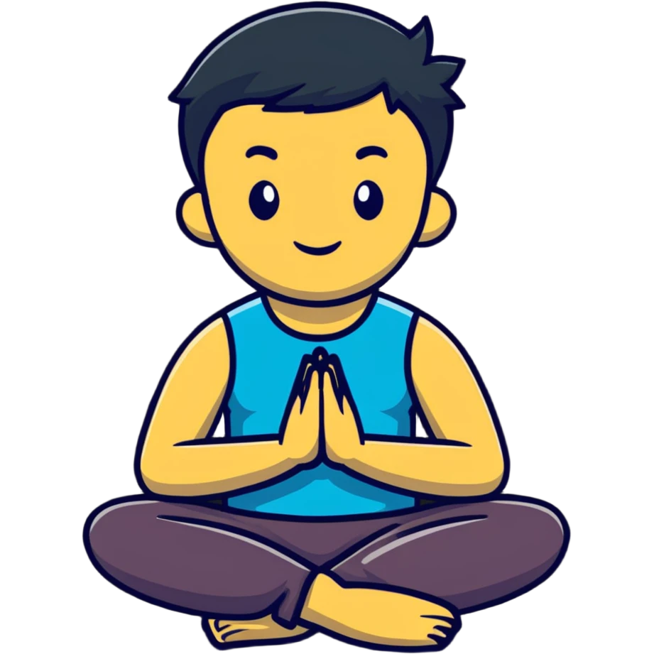 man sitting in lotus position on the ground emoji