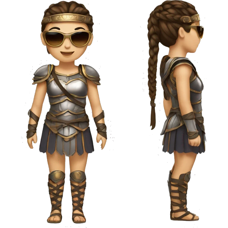 Girl gladiator with French braids, brown hair and sunglasses emoji