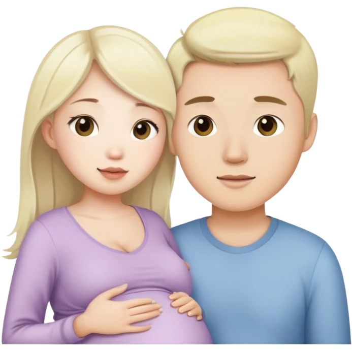Asian girl pregnant and white blonde guy couple  emoji