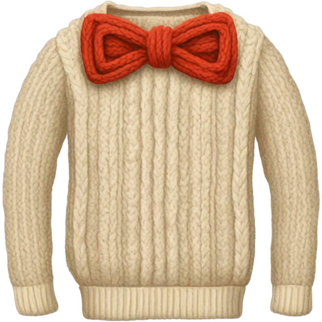 cableknit sweater with a bow design in the middle emoji