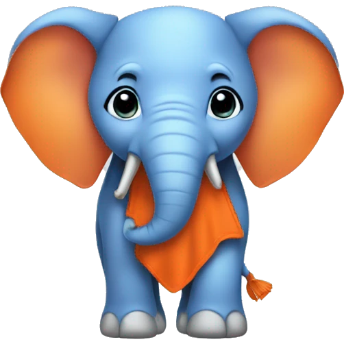 elephant wearing orange and blue outfit emoji