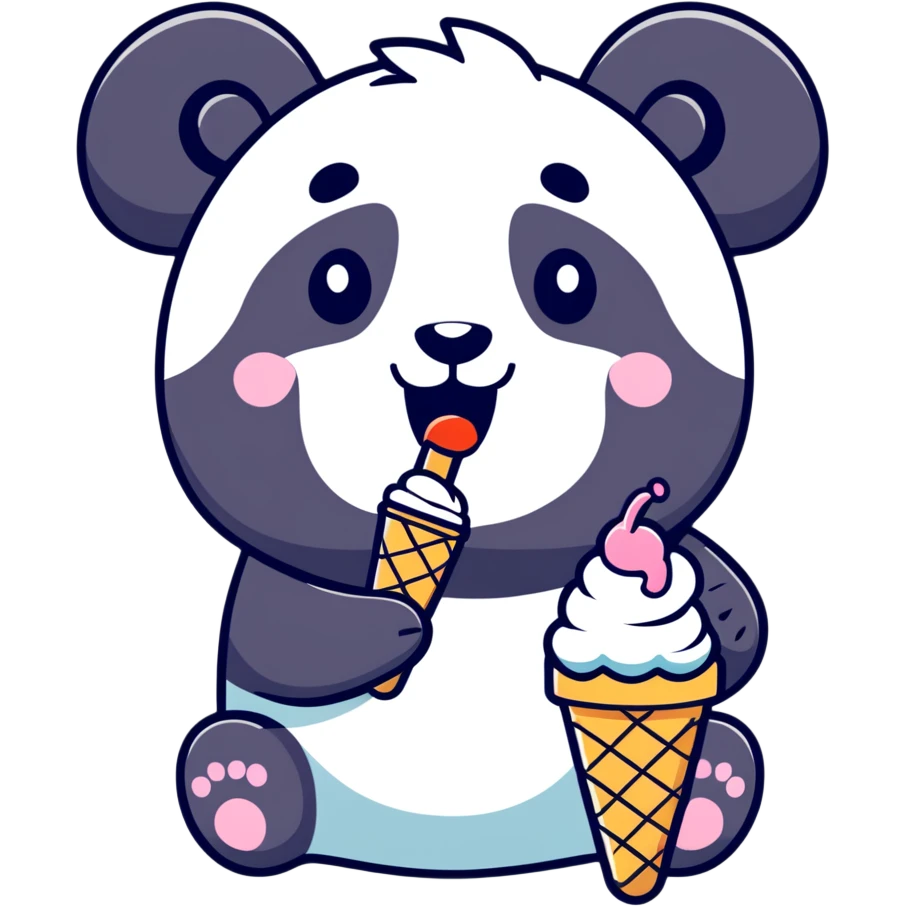 Panda eating ice cream emoji