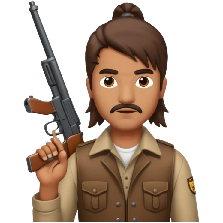 An indian dude with a mullet holding a gun  emoji